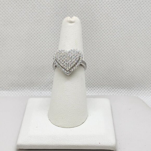 Brand New Sterling Silver 925 Multi CZ Heart Ring - Picture 2 of 5